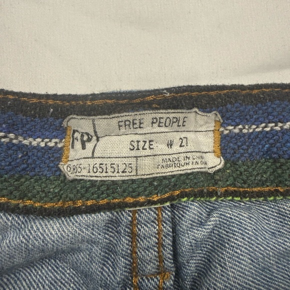 Free People Distressed Denim Shorts Patchwork Boho High Rise Size 27 Cotton - Picture 2 of 9